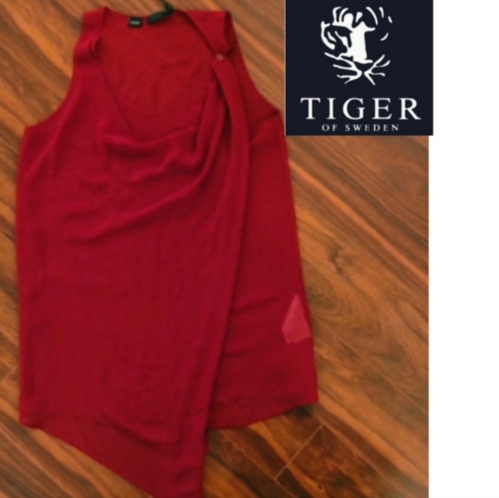 NWT Tiger of Sweden red asymmetrical top Beautiful Tank